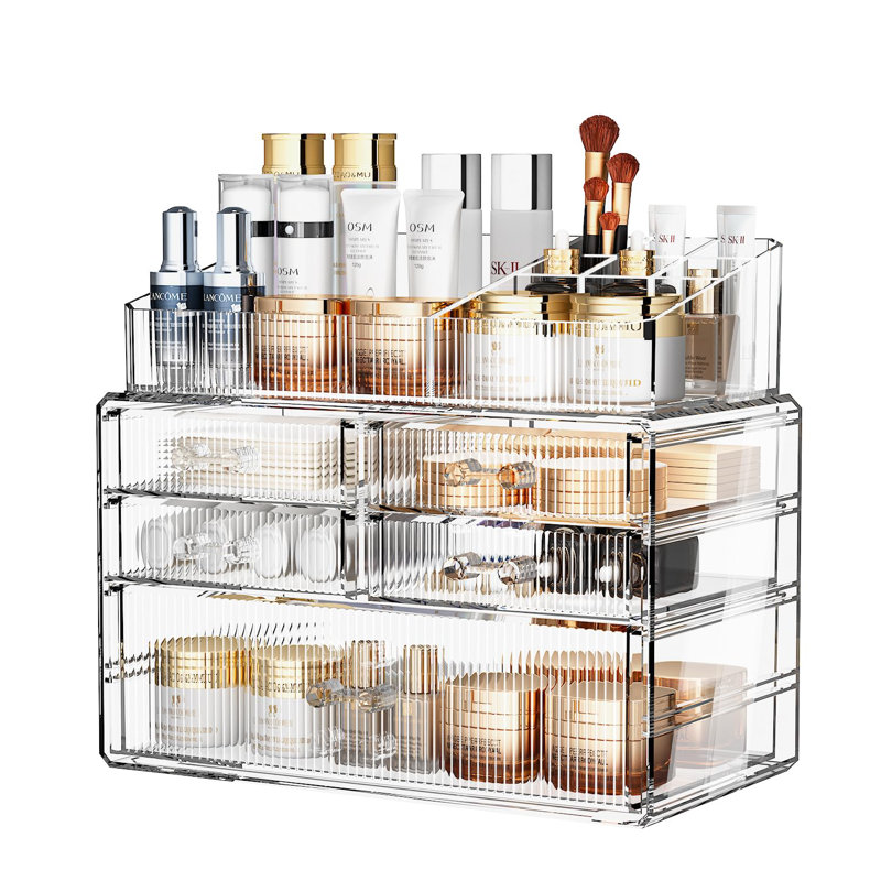 Hokku Designs Acrylic Bathroom Counter Organizer Clear Makeup ...